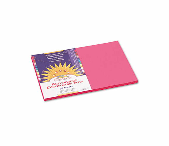 PAC9107 Construction Paper, 58 lbs., 12 x 18, Hot Pink, 50 Sheets/Pack By PACON CORPORATION
