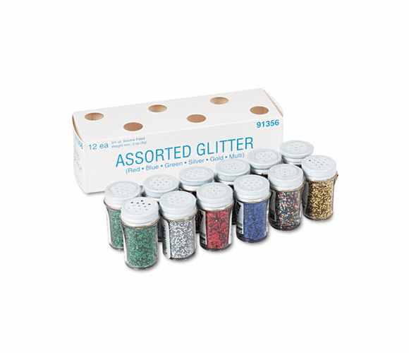PAC91356 Spectra Glitter, .04 Hexagon Crystals, Assorted, .75 oz Shaker-Top Jar, 12/Pack By PACON CORPORATION