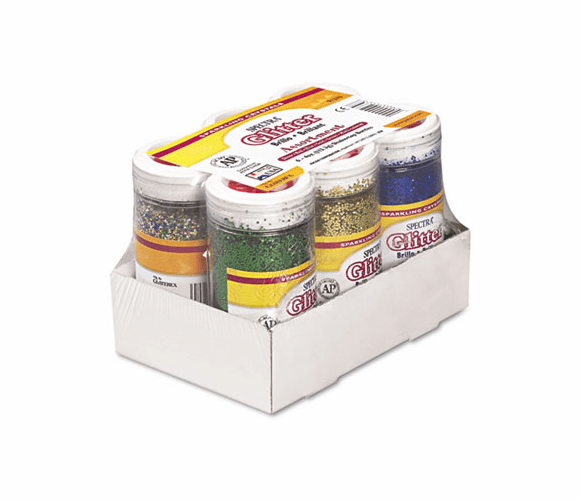 PAC91370 Spectra Glitter, .04 Hexagon Crystals, Assorted, 4 oz Shaker-Top Jar, 6/Pack By PACON CORPORATION