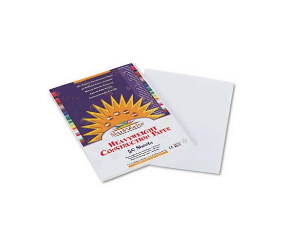 PAC9203 Construction Paper, 58 lbs., 9 x 12, White, 50 Sheets/Pack By PACON CORPORATION