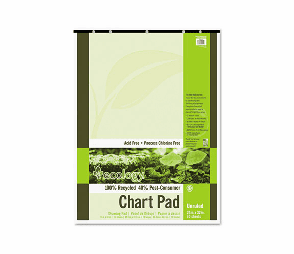 PAC945510 S.A.V.E Recycled Chart Pads, Unruled, 24 x 32, White, 70 Sheets By PACON CORPORATION