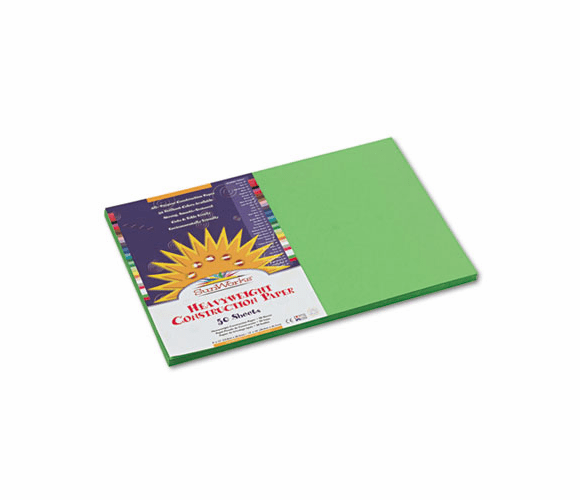 PAC9607 Construction Paper, 58 lbs., 12 x 18, Bright Green, 50 Sheets/Pack By PACON CORPORATION