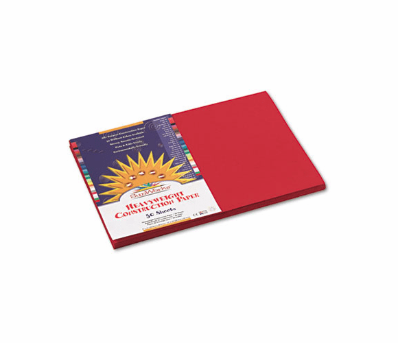 PAC9907 Construction Paper, 58 lbs., 12 x 18, Holiday Red, 50 Sheets/Pack By PACON CORPORATION