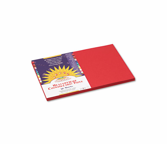PACP6107 Construction Paper, 58 lbs., 12 x 18, Red, 50 Sheets/Pack By PACON CORPORATION