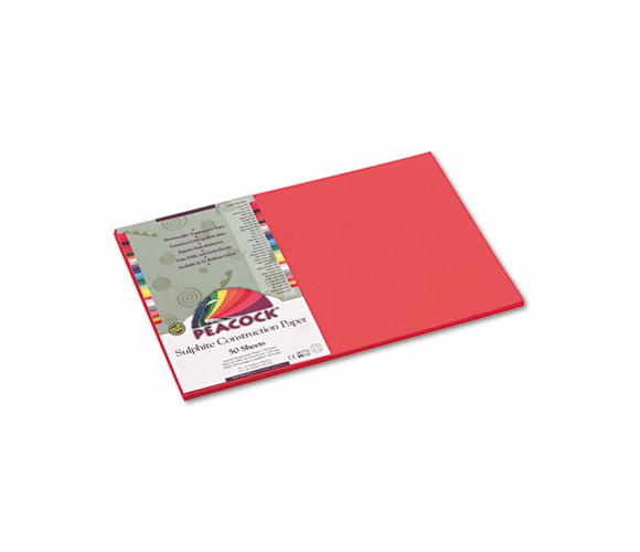 PACP6112 Peacock Sulphite Construction Paper, 76 lbs., 12 x 18, Red, 50 Sheets/Pack By PACON CORPORATION