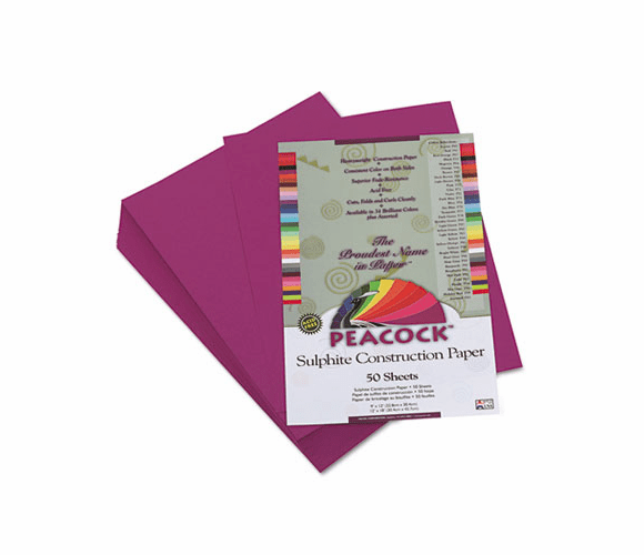 PACP6409 Peacock Sulphite Construction Paper, 76 lbs., 9 x 12, Magenta, 50 Sheets/Pack By PACON CORPORATION