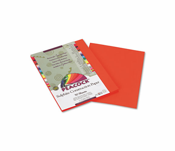 PACP6609 Peacock Sulphite Construction Paper, 76 lbs., 9 x 12, Orange, 50 Sheets/Pack By PACON CORPORATION