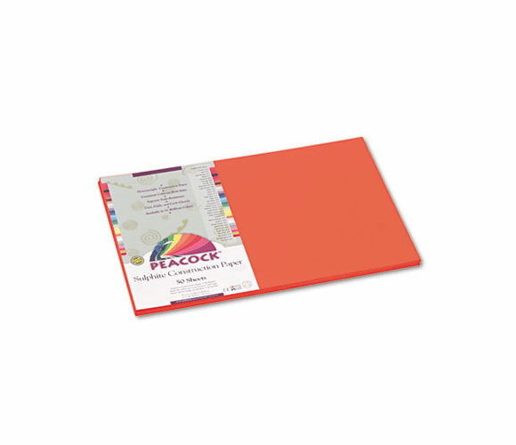 PACP6612 Peacock Sulphite Construction Paper, 76 lbs., 12 x 18, Orange, 50 Sheets/Pack By PACON CORPORATION