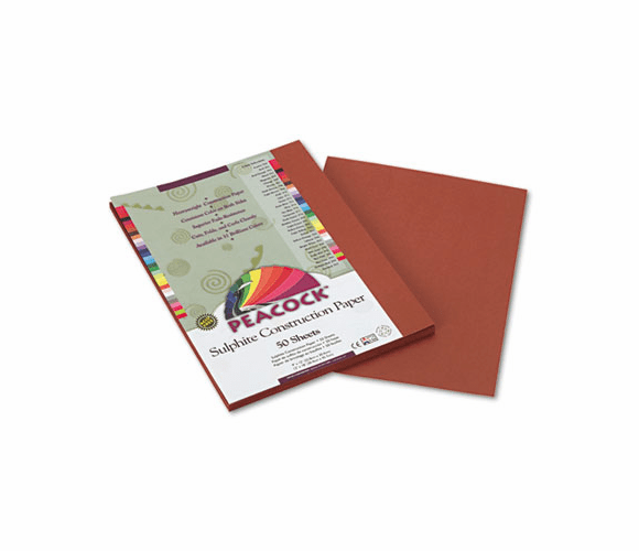PACP6709 Peacock Sulphite Construction Paper, 76 lbs., 9 x 12, Brown, 50 Sheets/Pack By PACON CORPORATION
