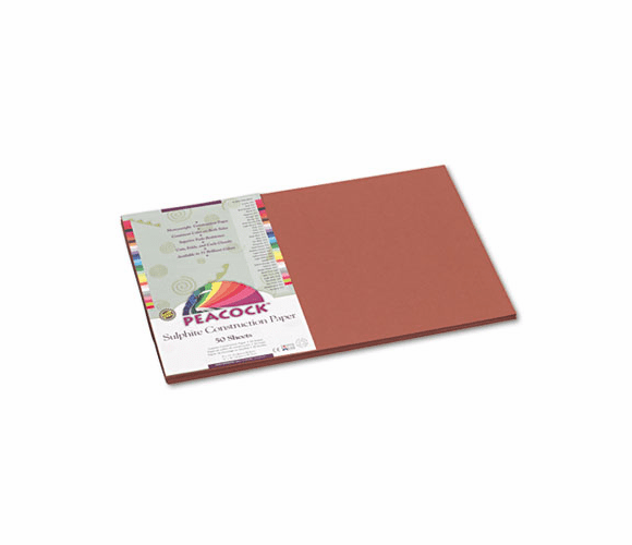 PACP6712 Peacock Sulphite Construction Paper, 76 lbs., 12 x 18, Brown, 50 Sheets/Pack By PACON CORPORATION