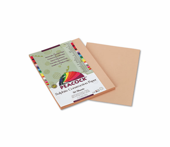 PACP6909 Peacock Sulphite Construction Paper, 76 lbs, 9 x 12, Light Brown, 50 Sheets/Pack By PACON CORPORATION