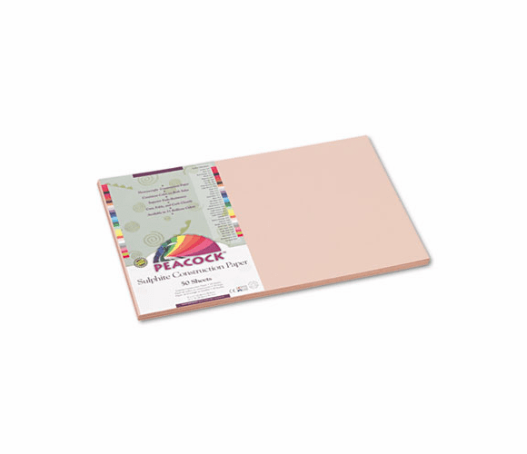 PACP6912 Peacock Sulphite Construction Paper, 76 lbs, 12x18, Light Brown, 50 Sheets/Pack By PACON CORPORATION