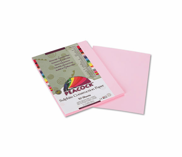 PACP7009 Peacock Sulphite Construction Paper, 76 lbs., 9 x 12, Pink, 50 Sheets/Pack By PACON CORPORATION