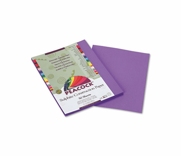 PACP7209 Peacock Sulphite Construction Paper, 76 lbs., 9 x 12, Violet, 50 Sheets/Pack By PACON CORPORATION