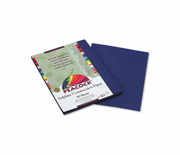 PACP7309 Peacock Sulphite Construction Paper, 76 lbs., 9 x 12, Dark Blue, 50 Sheets/Pack By PACON CORPORATION