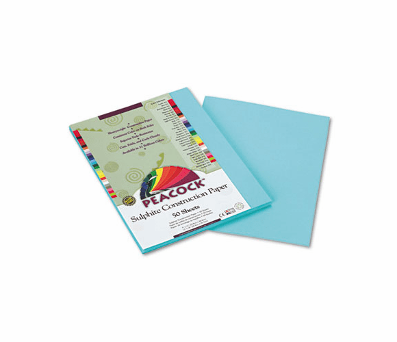 PACP7709 Peacock Sulphite Construction Paper, 76 lbs., 9 x 12, Turquoise, 50 Sheets/Pack By PACON CORPORATION