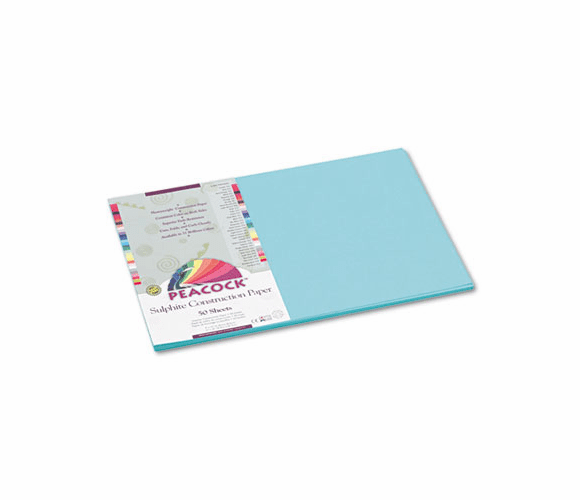 PACP7712 Peacock Sulphite Construction Paper, 76 lbs., 12 x 18, Turquoise, 50 Sheets/Pack By PACON CORPORATION