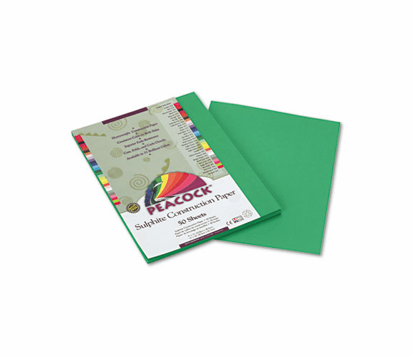 PACP8009 Peacock Sulphite Construction Paper, 76 lbs, 9 x 12, Holiday Green, 50 Shts/Pk By PACON CORPORATION