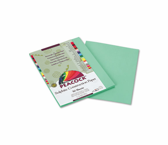 PACP8109 Peacock Sulphite Construction Paper, 76 lbs, 9 x 12, Light Green, 50 Sheets/Pack By PACON CORPORATION