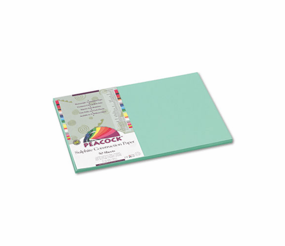 PACP8112 Peacock Sulphite Construction Paper, 76 lbs, 12 x 18, Light Green, 50 Sheets/Pk By PACON CORPORATION