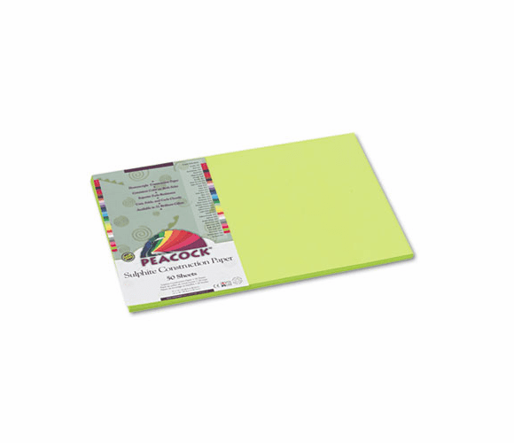 PACP9612 Peacock Sulphite Construction Paper, 76 lbs., 12 x 18, Hot Lime, 50 Sheets/Pack By PACON CORPORATION