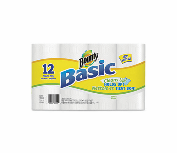 PAG28322 Basic Paper Towels, 11 x 11, White, 52 Towels/Roll, 12 Rolls/Carton By PROCTER & GAMBLE