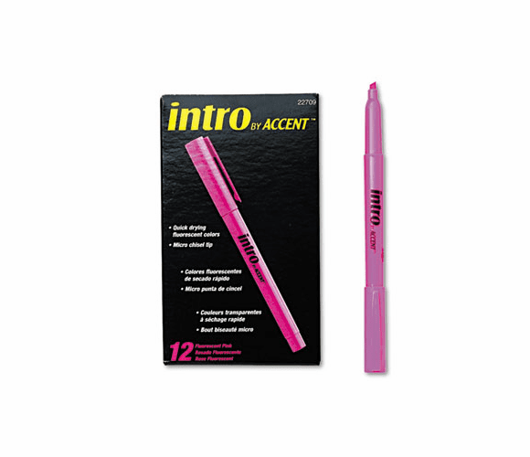 PAP22709 Intro Highlighters, Chisel Tip, Fluorescent Pink, 12/Pk By SANFORD