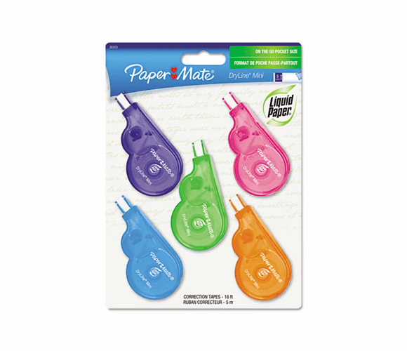 PAP5032315 DryLine Mini Correction Tape, 1/5" x 197", Non-Refillable, 5/Pack By SANFORD