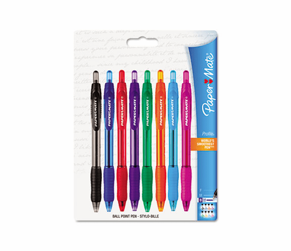 PAP54549 Profile Ballpoint Retractable Pen, Assorted Ink, Bold, 8 per Set By SANFORD