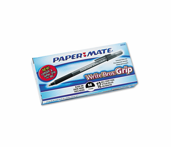 PAP8807987 Write Bros Grip Ballpoint Stick Pen, Black Ink, Medium, Dozen By SANFORD