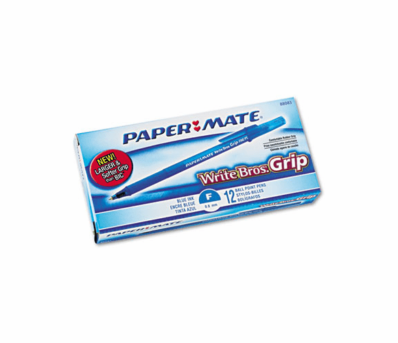 PAP8808387 Write Bros Grip Ballpoint Stick Pen, Blue Ink, Fine, Dozen By SANFORD