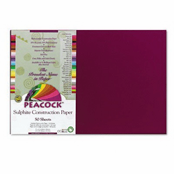 Peacock Sulphite Construction Paper, 12 x 18, Burgundy, 50 Sheet