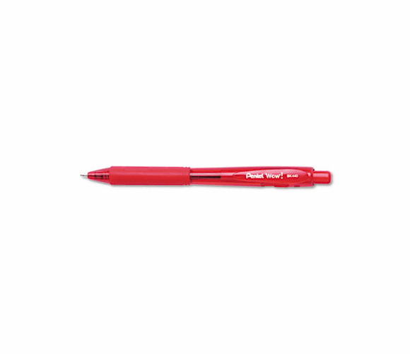 PENBK440B WOW! Ballpoint Retractable Pen, Red Ink, Medium, Dozen By PENTEL OF AMERICA