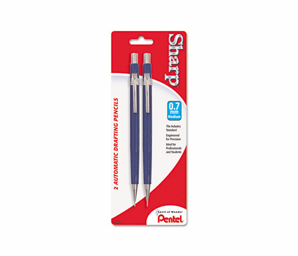 PENP207BP2K6 Sharp Mechanical Drafting Pencil, 0.70 mm, Blue Barrel, 2/Pk By PENTEL OF AMERICA