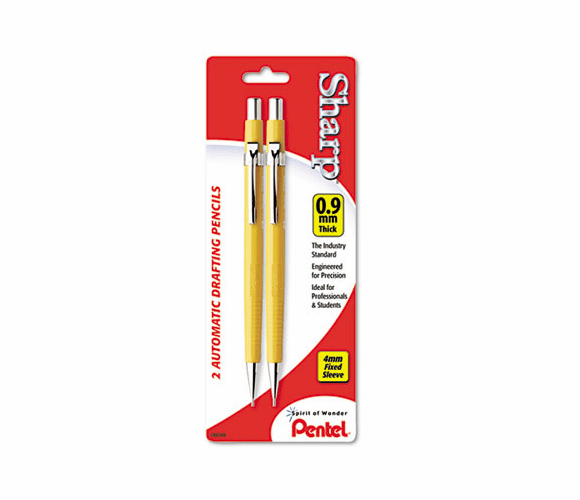 PENP209BP2K6 Sharp Automatic Pencil, 0.90 mm, Yellow Barrel, 2/Pack By PENTEL OF AMERICA