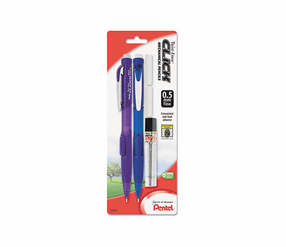 PENPD275TLEBP2 Twist-Erase CLICK Mechanical Pencil, 0.50 mm, Assorted Barrels, 2/Pk By PENTEL OF AMERICA