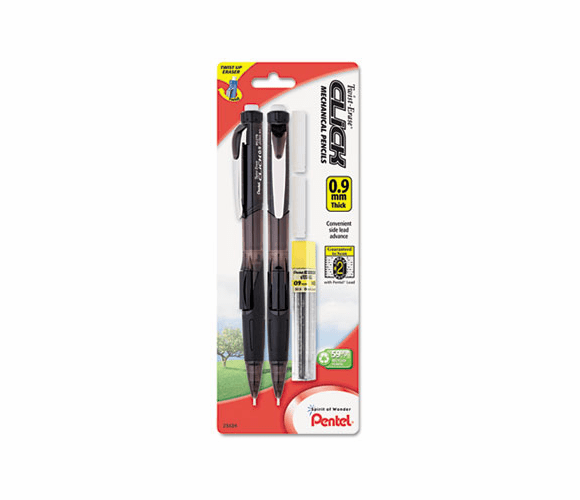 PENPD279TLEBP2 Twist-Erase CLICK Mechanical Pencil, 0.90 mm, Assorted Barrels, 2/Pk By PENTEL OF AMERICA