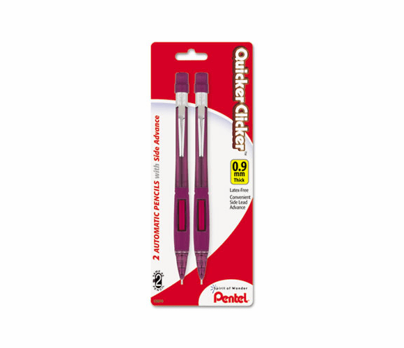 PENPD349BP2K6 Quicker Clicker Mechanical Pencil, 0.90 mm, Burgundy Barrel, 2/Pk By PENTEL OF AMERICA