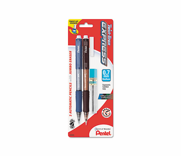 PENQE417LEBP2 Twist-Erase EXPRESS Mechanical Pencil, 0.7 mm, 2 per Set By PENTEL OF AMERICA