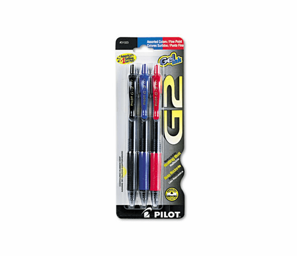 PIL31023 G2 Roller Ball Retractable Gel Pen, Assorted Ink, Fine, 3 per Pack By PILOT CORP. OF AMERICA