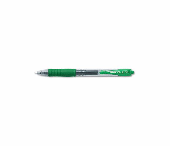 PIL31025 G2 Gel Roller Ball Pen, Retractable, Refillable, Green Ink, 0.7mm Fine, Dozen By PILOT CORP. OF AMERICA