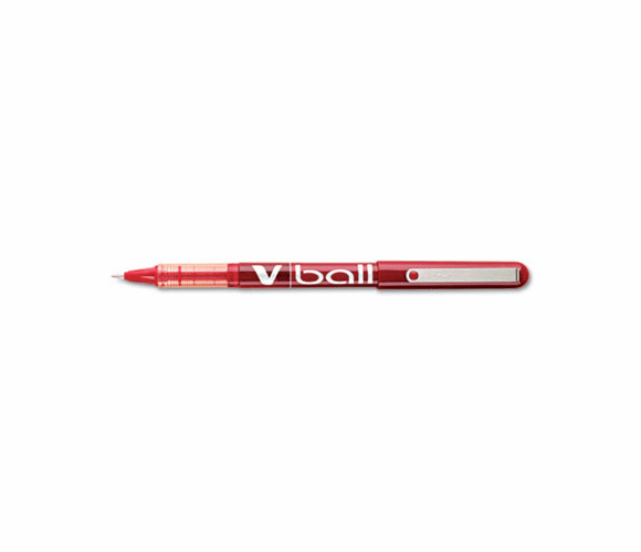 PIL35202 VBall Roller Ball Stick Pen, Liquid Ink, Red Ink, Extra Fine, Dozen By PILOT CORP. OF AMERICA