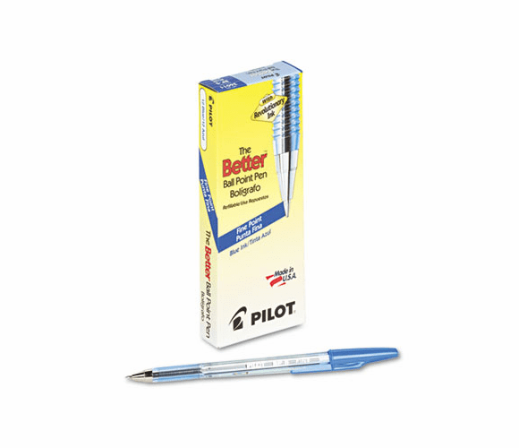 PIL36011 Better Ballpoint Stick Pen, Blue Ink, Fine, Dozen By PILOT CORP. OF AMERICA