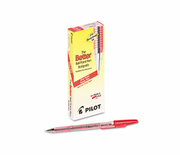 PIL37011 Better Ballpoint Stick Pen, Red Ink, Fine, Dozen By PILOT CORP. OF AMERICA