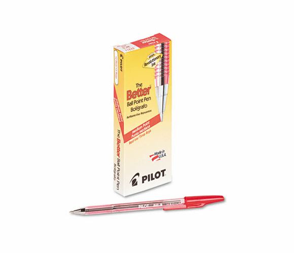 PIL37711 Better Ballpoint Stick Pen, Red Ink, Medium, Dozen By PILOT CORP. OF AMERICA