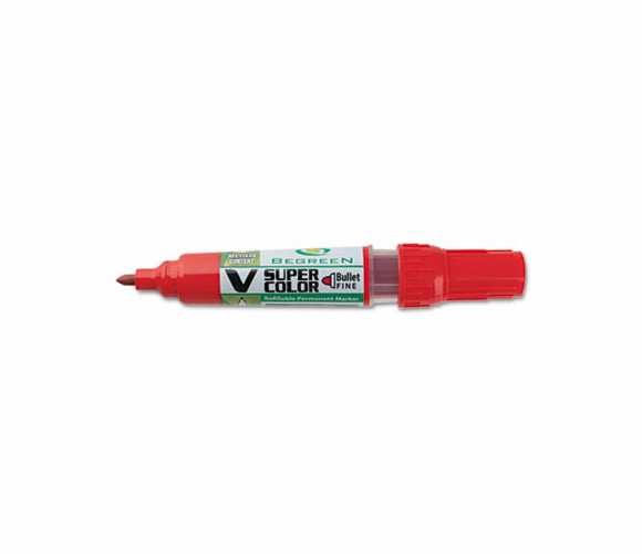 PIL43902 V Super Color BeGreen Permanent Marker, Bullet Fine Tip, Red By PILOT CORP. OF AMERICA