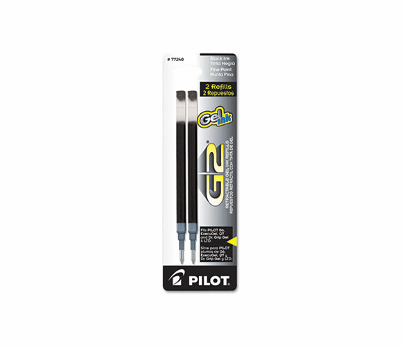 PIL77240 Refill for G2 Gel, Dr. Grip Gel/Ltd, ExecuGel G6, Q7, Fine Tip, Black, 2/Pack By PILOT CORP. OF AMERICA