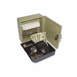 PMC04982 Key Cabinet/Drawer Safe, 10-Key, Steel, Pebble Beige, 6 3/4 x 6 7/8 x 3 By PM COMPANY
