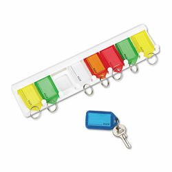 PMC04991 Color-Coded Key Tag Rack, 8-Key, Plastic, White, 10 1/2 x 1/4 x 2 1/2 By PM COMPANY
