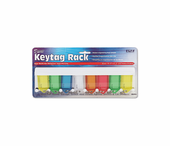 PMC04991 Color-Coded Key Tag Rack, 8-Key, Plastic, 10 1